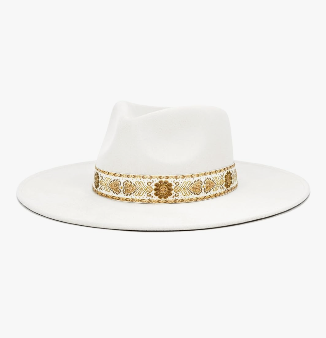 Big Wide Brim Boho Western Hat for Women and Men - Felt Rancher Fedora Hat with 4 inches Flat Brim