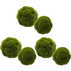 LIDSCURA 6 PCS Green Moss Ball Decorations, Simulated Moss Balls, Artificial Plant Decorations, Suitable for Garden Wedding Party Decorations