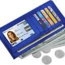 XEYOU Women Slim Rfid Blocking Credit Card Case Holder Wallet Zip ID Case Wallet Small Compact Leather Wallet Coin Purse (Blue)