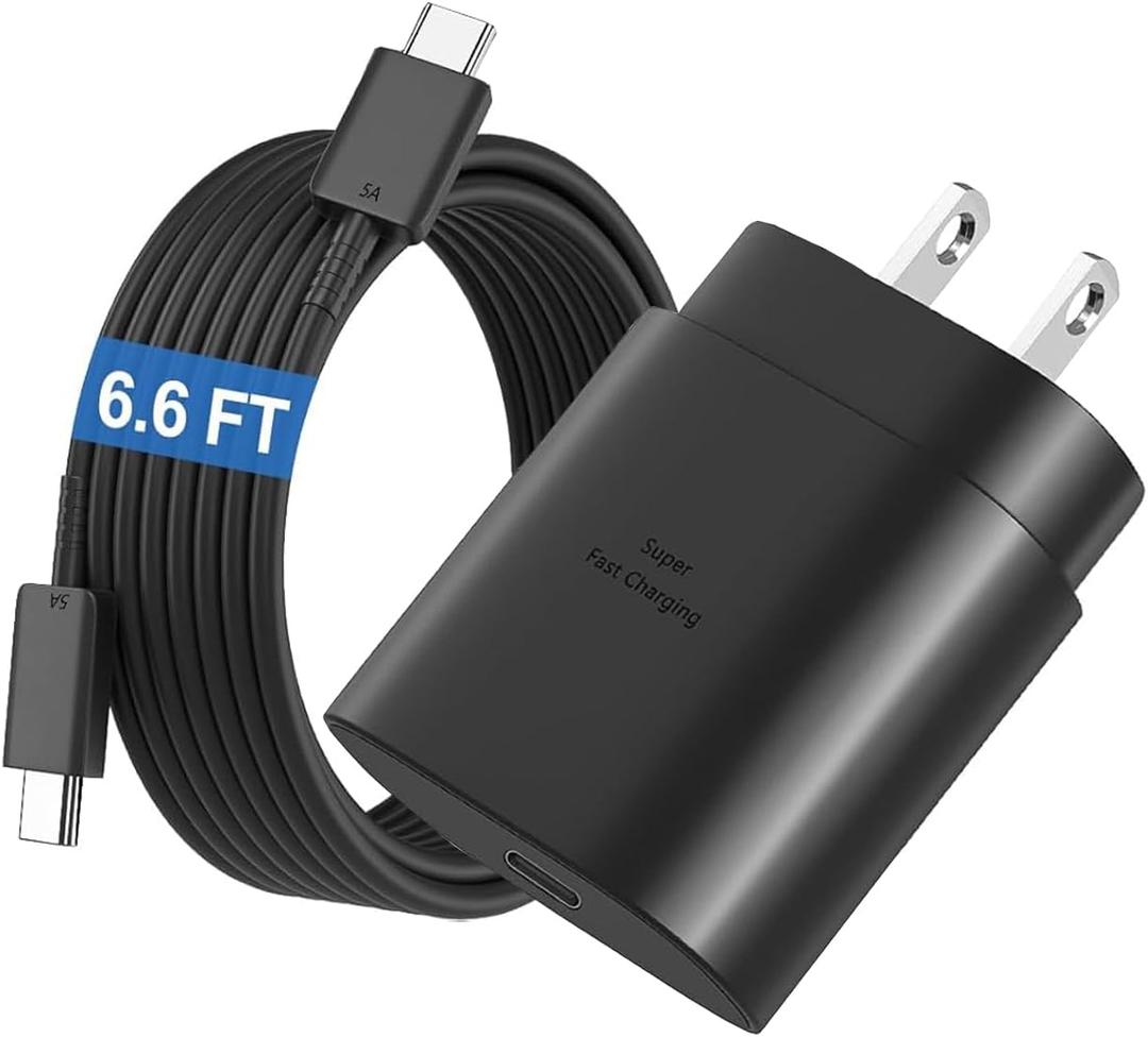 For Samsung Galaxy Z Flip 7/Fold 7/Flip 7 FE/Flip 6/Z Fold 6/Z flip 5/Z Fold 5/Z Flip 4 Charger Block [25W]Super Fast Charger Block USB Type C Fast Charging Cord [6.6FT] High Speed Adapter USB C Phone