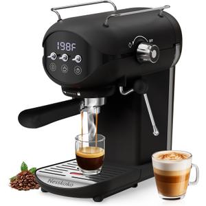 Espresso Machine with Steam Milk Frother Semi Automatic 20 Bar Compact Black with Toggle Switch for home Cafetera Espresso, Latte, Cappuccino, Americano, Macchiato