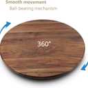 30 Inches Black Walnut Wood Lazy Susan Organizer, Solid Wooden Round Turntable, Rotating Tray for Table Top/Counter Top