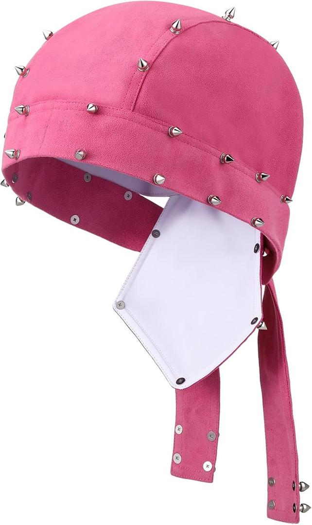 1 Pcs Pink Studded Biker Cap for Women, Cycling Cap Motorcycle Helmet Stylish Biker Headwrap for Riding Outdoor Activities (Cloth)