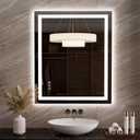 LOAAO 35.4"x29.9" LED Mirror for Bathroom, Lighted Bathroom Mirror with Lights, Anti-Fog, Dimmable, Memory Function, Clear Reflection