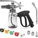 Foam Cannon Kit for Pressure Washer, Dual Connector Snow Foam Gun with Spray Gun, 5 Nozzle Tips, Curved Rods, 3/8" Swivel Quick Connect, M22-14mm & M22-15mm Adapters (black)