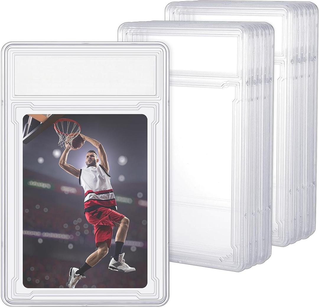Trading Cards Protector Case Acrylic Clear Baseball Card Holders with Label Position Hard Sleeves Small Sturdy Storage Box for Standard Collector Sport Game Grade(12 Pieces)