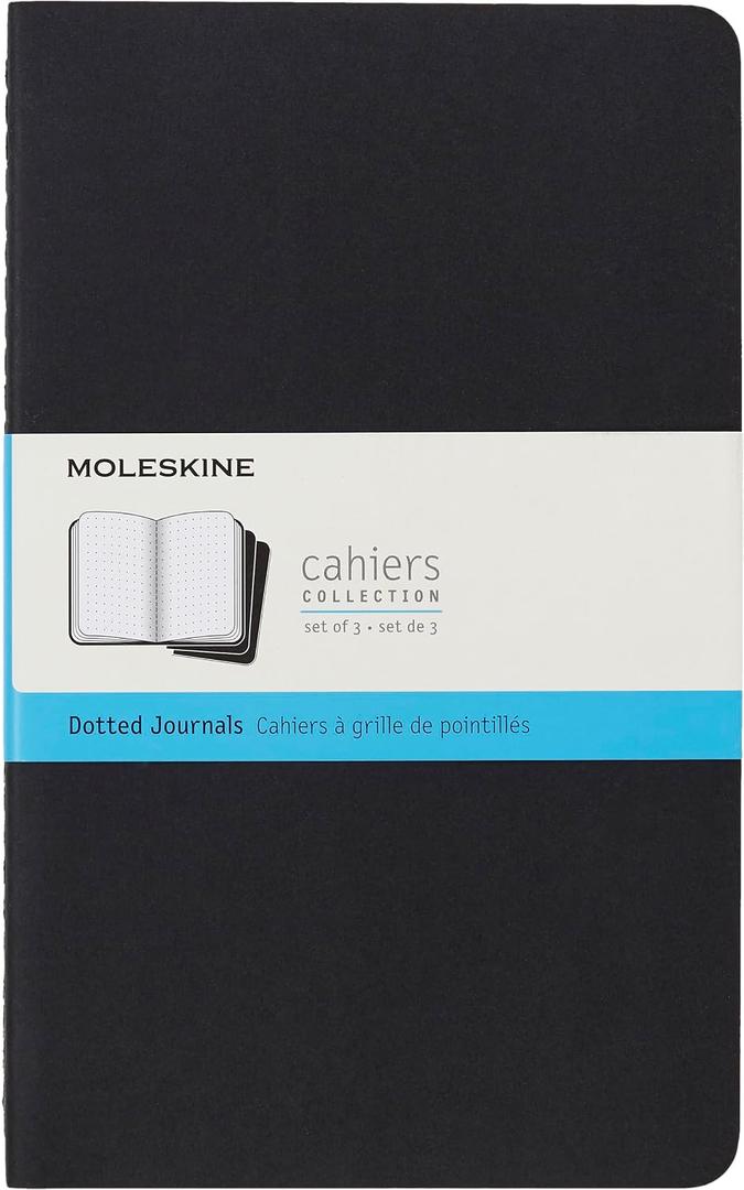 Moleskine Cahier Journal, Soft Cover, Large (5" x 8.25") Ruled/Lined, Black, 80 Pages (Set of 3)