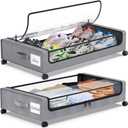 Molutsody Under Bed Storage with Wheels, 2Pack Underbed Storage Containers with Clear Lids, Under Bed Shoe Storage Organizer Bins, Rolling Under Bed Storage for Clothes Shoes Blankets (Grey)