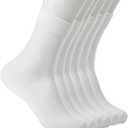 Cotton Mid Calf Crew Socks For Unisex,Soft Breathable Dress Socks For Business, Trouser, Casual 6 Pairs(White 7-11)