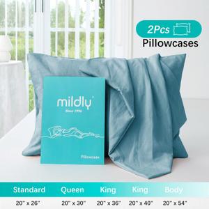 MILDLY Super Soft Pillowcase - Washed Microfiber Lightweight Pillow Case King Size Blue, Easy Care and Fade Resistant Stain Resistant 20x40 Inches