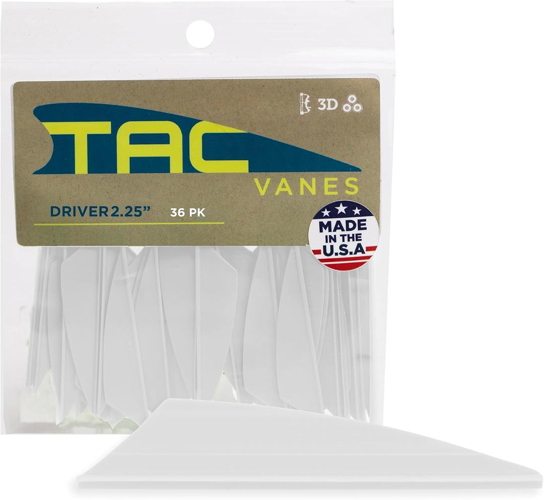 TAC Vanes Driver Hybrid Vanes, Vanes for Archery Bowhunting and Recreational Shooting (2.25", White)
