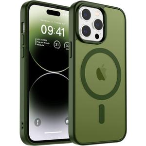 Zapica Magnetic for iPhone 14 Pro Case, [Compatible with MagSafe] [Military Grade Drop Protection] Translucent Matte Shockproof Anti-Scratch Phone Cover, Cangling Green