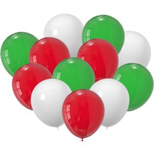 JODIDI 60 Pcs 12-Inch Latex Balloons in Red, Green, and White - Perfect for Christmas, New Year,Graduation, Birthday, Baby Shower, and Party Decorations