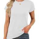 Memorose Womens Short Sleeve Tops Summer T Shirts Round Neck Fashion Causal Oversize Basic Tee White XXL