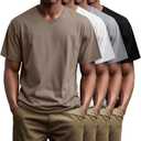 Huukeay 4 Pack Men's V Neck Cotton T Shirts M-7XL Regular Big and Tall Short Sleeve Tee 2026 Summer Clothing