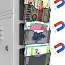 Magnetic File Holder 3PCS Wall File Folder Organizer, No Drilling Hanging Magazine Rack for Refrigerator, Document Paper Mail Folder Holders Office File Magnetic Organizer (Black)