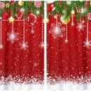 Merry Christmas Blackout Curtains for Bedroom,Vintage Red Floral Snowflake Window Curtain Rod Pocket 2 Panels 63L x 36W
