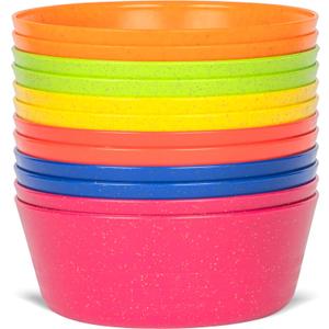 Kids Bowls Wheat Straw Set of 12 Toddlers Bowls 10 Ounce Microwave/Dishwasher Safe BPA Free Non Toxic Children Bowls 6 Bright Colors Great for Cereal, Soup, Snack Bowls