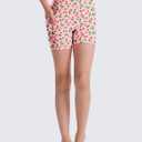 2 x Girls 4'' High Waisted Biker Shorts, Stretchy Athletic Workout Running Shorts for Kids and Teens (Large, Pink Cherry)