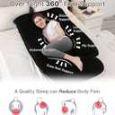 Pregnancy Pillow, Full Body Maternity Pillow 57 inch, with Removable Washable Cover - Sleep Support for Legs, Back, Neck, Shoulder, HIPS, Belly for Pregnent Women, Velvet (Coal-Black)