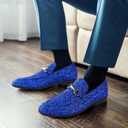Men's Penny Slip-on Glitter Loafer Metallic Moc-Toe Tuxedo Dress Shoes Sparkly Sequins Smoking Slipper Prom Party Wedding Comfortable Lightweight Size 9