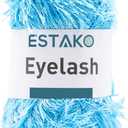 Estako Eyelash, 100% Polyester Yarn, Soft, Fuzzy for Crochet and Knitting 3.53 Oz (100g) / 153 Yrds (140m) (1214 - Baby Blue)