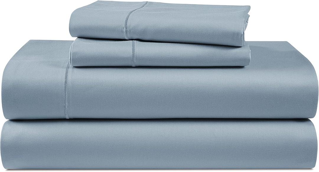 100% Egyptian Cotton King Size Sheets- Naturally Breathable & Durable Winter Comfort, Ultra-Soft Hotel Comfort with 15" Deep Pocket King Sheet Set, Silky Sateen Weave Luxury You Can Feel- French Blue