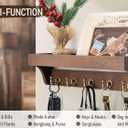Rebee Vision Farmhouse Key Holder for Wall - Decorative Wooden Mail Organizer with 5 Rustic Key Hooks and Floating Shelf for Home Decor, Hallway, Entryway, Appartment (Retro Brown)