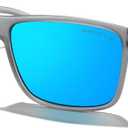 MERRY'S Rectangular Polarized Sports Sunglasses for Men Women Cycling Driving Fishing UV400 Protection S8225 (Tra Gray Frame/Gray Metal/Blue Mirror Lens)