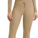 YEOREO Two Piece Sets for Women Long Sleeve Tops Lounge Set Drawstring Wide Leg Pants Ava Matching (Beige, L)
