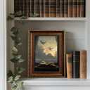 Framed Book Canvas Wall Art Vintage Dark Academia Open Book Print Gothic Aesthetic Library Wall Decor for Bedroom Study Living Room 9x11in Ready to Hang