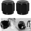 Female Flare Cap Block Off Fitting Plug, Aluminum Swivel Hex Head Nut Port Adapter, Automotive Modification Accessories for Fuel Oil Line, Black 2PCS (12AN)