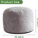 HIGOGOGO Round Stuffed Pouf Ottoman, Corduroy Poufs with Foam Chunk Filling, Furry and Fluffy Pouf Foot Stool Storage Ottoman, 20 X 15 Floor Poufs Foot Rest for Living Room, Grey