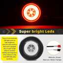 10Pcs 2" inch Round Halo 12 LEDs Trailer Boat Halo Clearance Side Marker Running Turn Lights w/Rubber Grommet Sealed Waterproof IP67 for Truck/RV/Van, DC 12V (Clear Lens_Red Light)