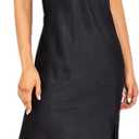 ALCEA ROSEA Women's Open Back Long Satin Slip Dress Adjustable Spaghetti Strap Midi Dress Silky Gown V Neck Under Dress (Jet Black, XL)