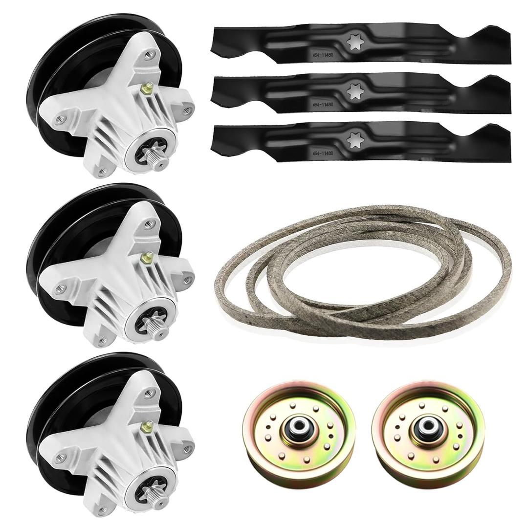 Deck Rebuild Kit for Cub Cadet MTD LTX1050KH SLTX1050 50" Models, 3 Spindle Assembly 618-05016 918-05016 618-04825, 3 Blades 490-110-C123 742-04053, 162" Belt 754-04240, 2 Idler Pulley 753-08171