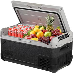 12V Car Refrigerator,21QT Portable Fridge Freezer with Blow Expansion Evaporator,-4~68 12/24V DC & 120-240V AC Freezer Cooler for Truck RV SUV Camping TravelReversible Door (Single 20L GY)