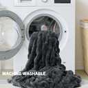 Tejoe Ultra-Soft Faux Rabbit Fur Throw Blanket 50"x60",Cozy Fuzzy & Plush Throw for Couch & Bed, Super Heavy Warm Fluffy Thick Blanket for Sofa Bedroom Living Room Home Decor - Dark Grey