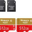 Micro Card 512GB 2-Pack TF Card MicroXC Memory Card C10, U3, A2, V30, 4K UHD for Drone, Action Camera, Handheld Consoles