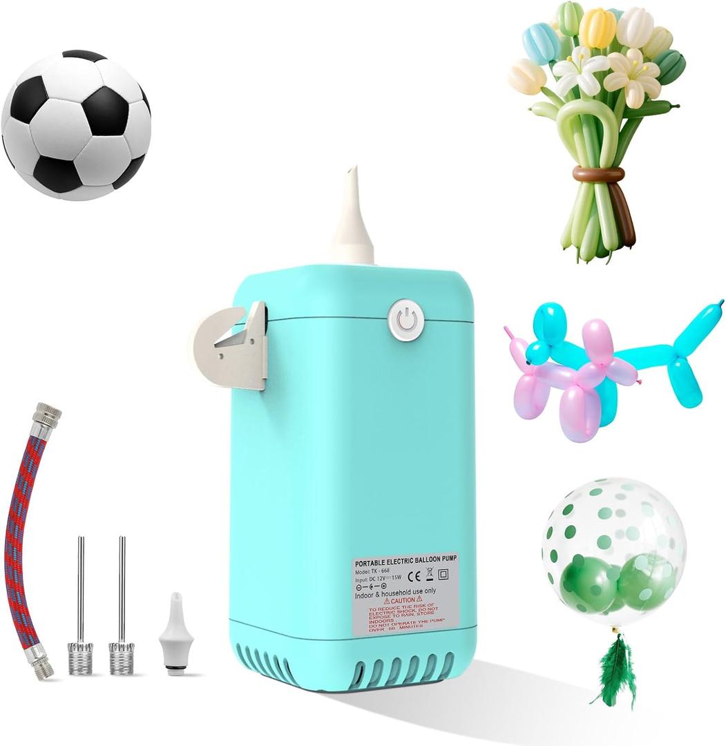 Ball Pump Balloon Pumps Electric, Balloon Pump Portable Long Animal Balloon Pump, Electric Blower Machine Inflator Basketball Pump 260 Balloon Pump for Party/Wedding/Birthday Decorations