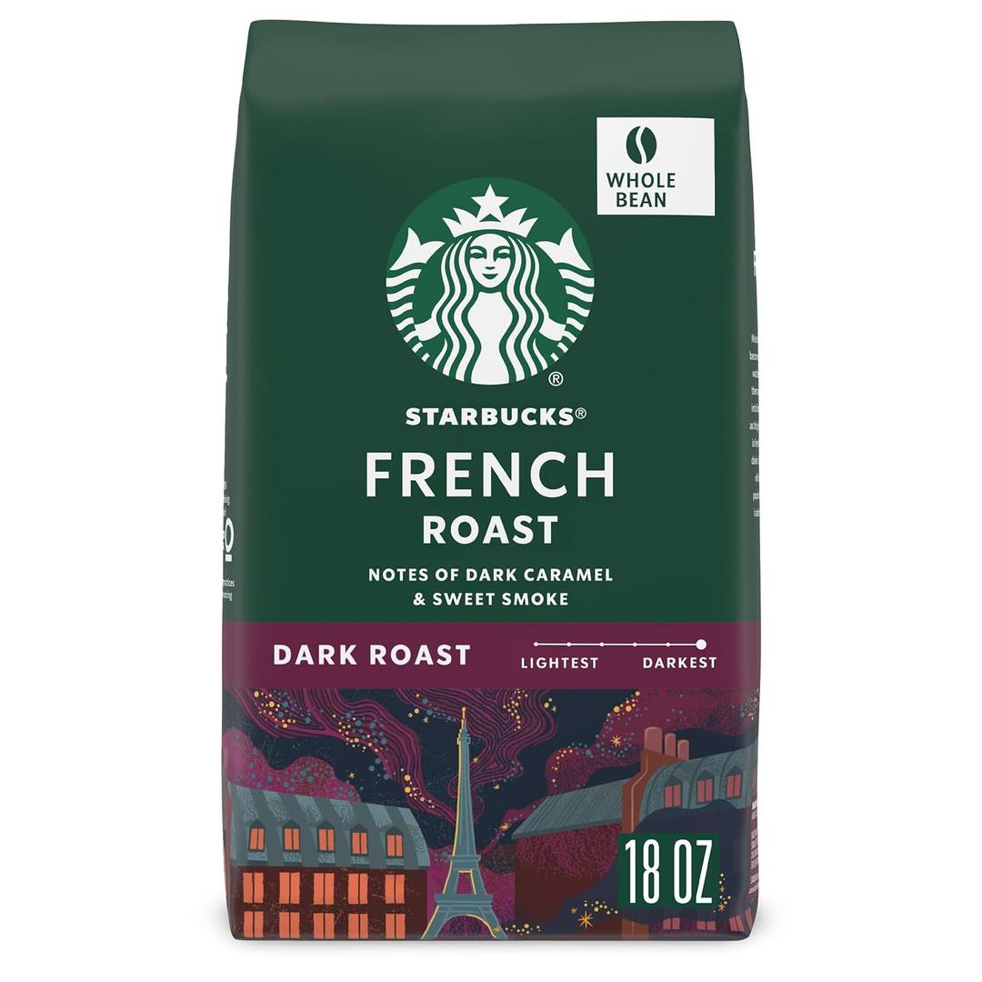 Starbucks Whole Coffee Beans, Dark Roast Hot or Iced Coffee, French Roast, 18 oz (EXP 02/02/26)