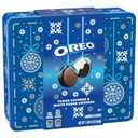 OREO Fudge and White Fudge Covered Chocolate Sandwich Cookies, Holiday Cookies, 1.02 lb Tin (EXP 02/17/26)