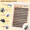 2 x 192Pcs Manga Lash Clusters with Spikes, 10mm C Curl Natural Wispy Eyelash Clusters with 0.07mm Thin Band & Waterproof, DIY Individual Lashes Extensions Salon Look for Daily Work and Party