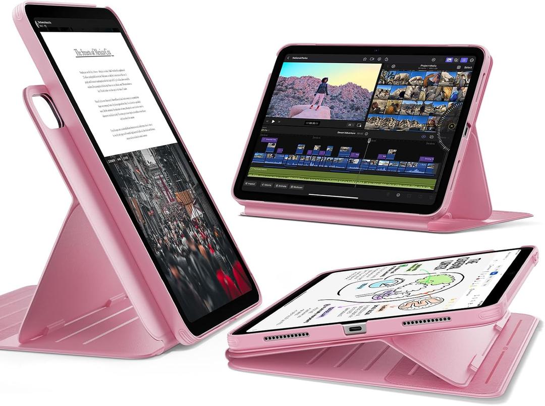 ESR for iPad A16 Case, iPad 11th/10th Generation Case (2025/2022), Removable Magnetic Cover, Adjustable Portrait/Landscape Stand, 9 Standing Angles, Shift Series, Pink