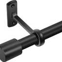 Curtain Rods for Windows 72 to 144 Inches, Adjustable 1 Inch Black Curtain Rod for Outdoor Indoor, Modern Heavy Duty Drapery Rod, Room Divider, All Metal, Easy Install