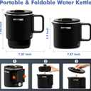 HYTRIC Travel Electric Kettle, 650ML Foldable Small Electric Kettle, Stainless Steel Portable Kettle with Dual Power Control, Collapsible Small Kettle Electric, Auto Shutoff & Boil Dry Protection