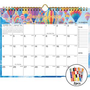 5 x 2026-2027 Wall Calendar - Includes January 2026 to June 2027, 18-Month Paper Wall Calendar 11 x 8.5 Inches.Thick Paper with Julian Dates and Block for New Year and Christmas Holidays To-dos  Notes (G)