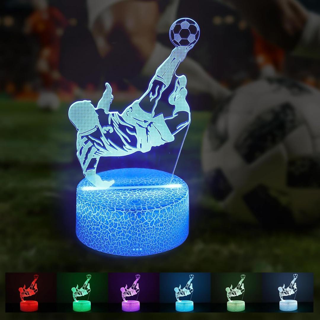 Bestview 3D Soccer Field Night Light, 7 Colors Changing Football Stadium Illusion Lamp with Touch Control, USB Powered Sports Desk Bedside Lamp, Cool Soccer Gifts for Boys Bedroom Decor Fans