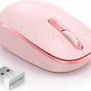 TECKNET Wireless Mouse, 2.4G Quiet Computer Mouse with USB Receiver, 4 Buttons Portable Cordless Mice for Chromebook, Laptop, PC, Mac, 800/1200/1600 DPI - Pink