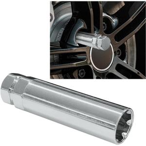 7 Point Spline Drive Tuner Socket Key Tool, Lug Nuts Socket Wrench Replacement Tool with 13/16" (21mm) and 7/8" (22mm) Hex, Compatible with 14x1.5, 14x2.0, 9/16 Lug Nut (Silver)